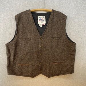 Schaefer Outfitter Size XXL Vintage Brown Wool Blend Western Style Vest • USA